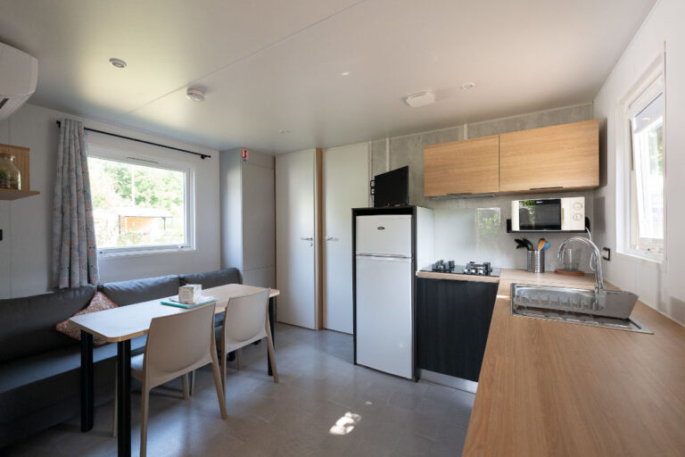 mobile home macaron kitchen and living room